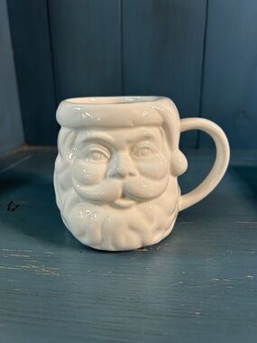 White Santa Face Ceramic Mug - Festive Holiday Drinkware